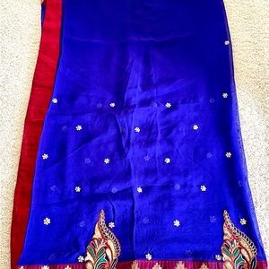 Brown Shaded Velvet Chiffon Saree with Sequined Blouse AN09 main image 1